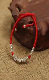 Real 925 Sterling Silver Ancient Coins Beads Lucky Red Rope Bracelet Handmade Fortune Bangle Amulet Jewelry2330450