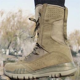 Fitness Shoes Men Outdoor High-top Tactical Boots Breathable Desert Hiking Combat Splashproof Mountaineering Hunting Sports