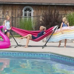 Hammocks Double Polyester Hammock with Space Saving Steel Stand 450 Lb. Capacity Premium Carry Bag Included Hammock