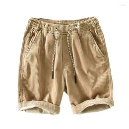 Men's Shorts Summer Instagram Corduroy Drawstring Fashion Strip Velvet Casual Capris Short Pants