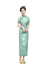 Ethnic Clothing Cheongsam Catwalk Hip-Wrapped Retro Engagement Fashion Evening Party Dress Artistic Lace Wear Shanghai Hanfu Bride