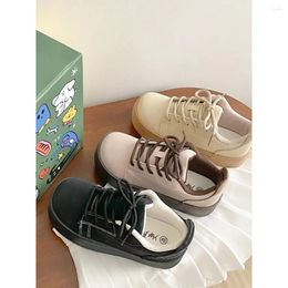 Casual Shoes Thick Soled High-heeled Instagram Trendy Women 2024 Spring Lace-up Square Toe Fashion 24-170