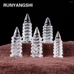 Decorative Figurines 1PC Natural Crystal Clear Quartz Wenchang Tower Crafts Hand Engraving Pagoda Reiki Collection Healing Home Decor