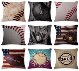 American Football Baseball Rugby Series Cushion Cover Cotton Linen Pillowases Home Decorative Pillow For Sofa Car Cojines Cushion3729873