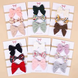 Hair Accessories 3Pcs/Set Sweet Print Bow Headbands for Baby Newborn Soft Elastic Hair Band Nylon Band Infant Headwear Baby Hair Accessories