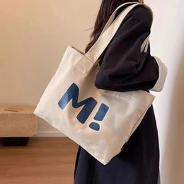 Drawstring Multifuntional Canvas Tote Bag Korean Large Capacity Japanese Style Shoulder Letter Printing Sling Backpack Women Girls
