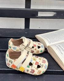 Spring children's dopamine-bound leather shoes foreign style double Velcro cartoon cartoon cute animal shoes