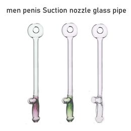 High Quality New Arrival Tobacco Smoking Pipe Men Penis Nozzle Glass Oil Burner Pipe Dry Herb Hookah Cigarette Shisha Tube Pipes with Colour Balancer Cheapest