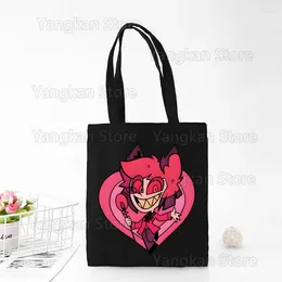 Shopping Bags Hazbin Comedy Angel Dust Canvas Bag Custom Tote Picture Design Black Unisex Travel Handbag Shoulder