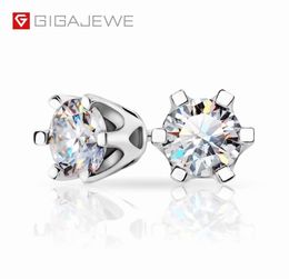 GIGAJEWE Christmas Gift EF Total 1ct Round Cut Stud Earrings Diamond Test Passed Moissanite 18K White Gold Plated 925 Silver Earri6312884