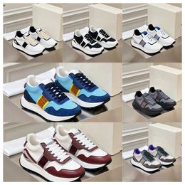 2024 Luxury Designer Multi material patchwork cowhide colors men women thick soled lace up white sports fashionable versatile casual shoes