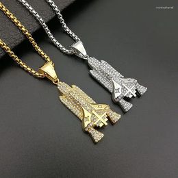 Chains Necklaces Pendants Silver Gold Colour Air Plane Aircraft Choker Stainless Steel Rhinestone Men Handmade Jewellery Drop