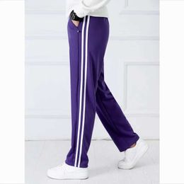 Men's Pants Purple Unisex New Track Pants Casual Sports Pants Mens Striped Bastic Trousers Straight Pants Jogger Simple Work PantsL2405