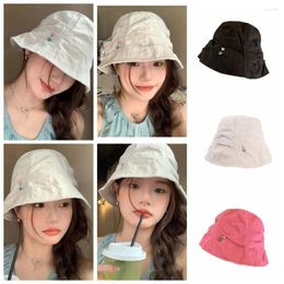 Berets Tulip Fisherman Hat Versatile Sunscreen Flower Bucket Folded Face Covering Sunshade Women's