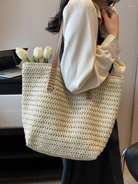 Evening Bags Woven Straw Bag Women's Large Capacity 2024 Summer Shoulder Texture Class Work Tote