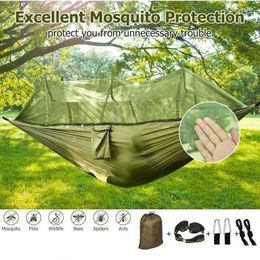Hammocks Double Camping Hammock with Net Mosquito/Bug | Included 6 Loops Tree Straps and CarabinersParachute Nylon LightweightPortable