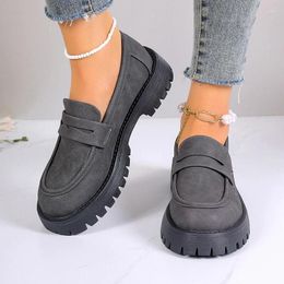 Casual Shoes Lucyever Spring Platform Flats Women Loafers Slip On Thick Sole Single Woman Round Toe Plus Size 43