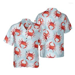 Men's Casual Shirts Harajuku Fashion Crab 3D Print Women Blouses Hawaiian Sea Animal Beach Shirt Funny Boy Short Sleeve Vacation For Men