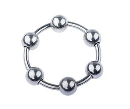6 Size Male Stainless Steel Penis Delayed Gonobolia Ring With Six Slideable Beads Cock Ring Jewellery Adult BDSM Sex Toy For Glans Y5947090