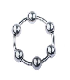 6 Size Male Stainless Steel Penis Delayed Gonobolia Ring With Six Slideable Beads Cock Ring Jewelry Adult BDSM Sex Toy For Glans Y6664061