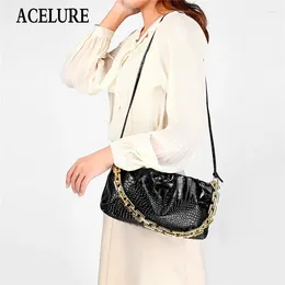 Bag ACELURE Alligator PU Leather Small Crossbody Messenger For Female Shoulder Bags Women Metal Chain Zipper Handbags Purse