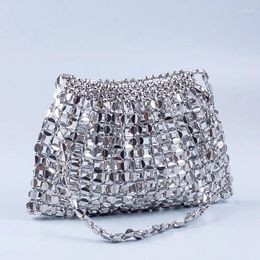 Evening Bags Luxury Bag Design Electroplated Gold Silver Acrylic Beaded Cool Girl Y2K Clutches Handmade Shoulder Hobo