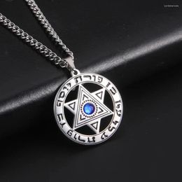 Pendant Necklaces Jeshayuan Star Of David Necklace With Rhinestone Stainless Steel Hebrew Letter Jewish Talisman Jewellery