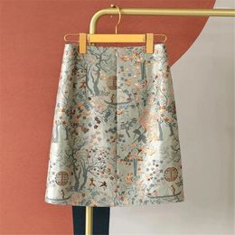 Skirts Classic Embroidered Flower Print Women'S Wrapped Skirt 2024 Style Half One Step Wrap Hip Short Small A-Line Spring