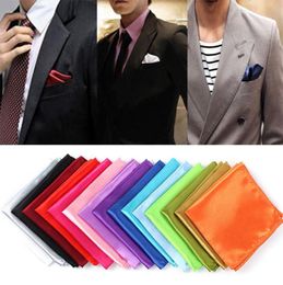 1 pc Men Silk Satin Pocket Square Hankerchief Hanky Plain Solid Colour Wedding Party accessories 15 colors5432782