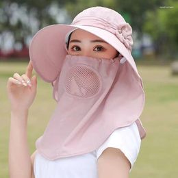 Wide Brim Hats 1PC Flower Style Summer Travel Women Bucket Hat With Shawl Lightweight Breathable Face Neck Protection Sun Beach Cap
