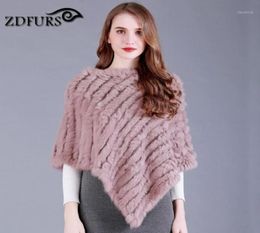 ZDFURS Genuine Real Women popular Fur poncho Wrap Female Party Pullover Knitted Fur Poncho ZDKR165001314079640