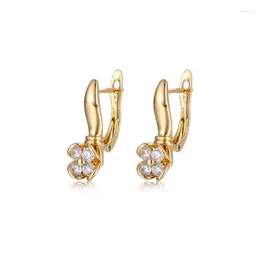 Hoop Earrings Trendy Gold Plated Copper Rose White Zircon Stone For Women Fashion Accessories Wedding Party Birthday Gift