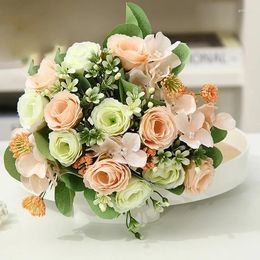 Decorative Flowers Artificial Silk Simulation Of Greenery Flower Arrangement Roses Fake Wedding