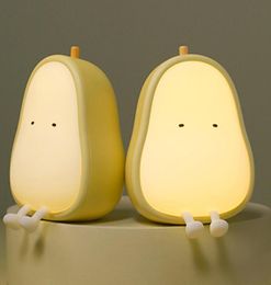 LED Pearshaped Fruit Night Light USB Rechargeable Dimming Table Lamp Bedroom Bedside Decoration Silicone Light Kid Gift1680228