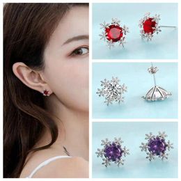 Stud Earrings High Quality Snowflake Shape Crystal Beads Fashion 1 Pair Wj584