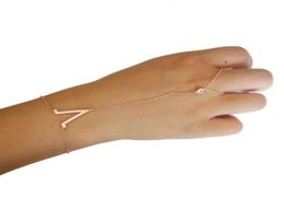 100 925 sterling silver factory V charm sparking micro pave clear cz link chain long hand bracelets slave bracelet5705424