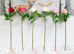 10pcslot real touch simulation rose bud flower artificial silk rose branch home decor wedding decoration flower wreath bouquet6254228