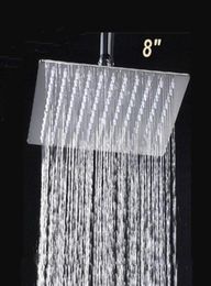 8 Inch Stainless Steel Square Shower Head Over head Ultra Thin Top Rainfall Shower Sprayer Head Chrome Finish7057700