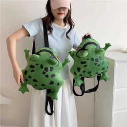 Backpacks Female Fun Frog Backpack Internet Red Filling Frog Bag Girls New Cartoon Cute School BagL2405