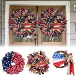 Decorative Flowers Independence Day Garland Flag Front Door Decoration Pendant United States Holiday Props For Daily Necessities Decorations