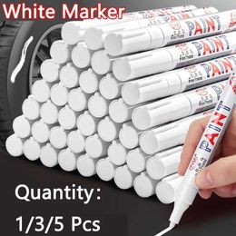 Markers White marker set 2.0mm waterproof white gel pen DIY graffiti marking stationery writing school supplies brushL2405