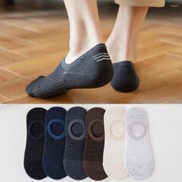 Men's Socks 3 Pairs/Lot Solid Colour Versatile Business Casual Ankle Silicone Anti-slip Sweat Absorbing Male Cotton