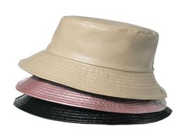 New Fashion Black Pink Gorros Snake Skin Fishing Caps Crocodile Leather Bucket Hats For Women Lady1920297