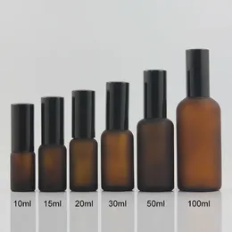 Storage Bottles Round Frosted Amber Glass Essential Oil Perfume Bottle 100ml Empty Mist Spray With Pump