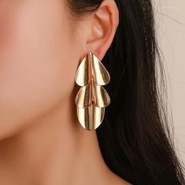 Stud Earrings Vintage Ethnic Peach Heart Leaf Dangle For Women Gold Colour Hollow Carved Huggies Bohemian Jhumka Jewellery