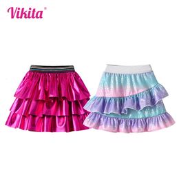 VIKITA Girls Mini Skirts Kids Ballet Performance Princess Layered Skirt Birthday Party Ball Gown Children Clothing 310 Yrs 240420