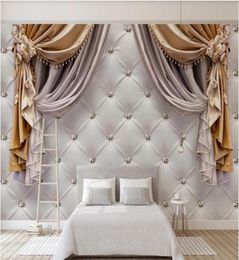 3d wallpaper custom po mural 3d European curtain soft package TV background wall home decor wall art pictures9381925