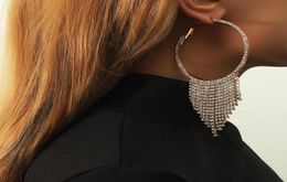 Hoop Huggie Fashion Exaggerated Black Crystal Rhinestone Claw Chain Tassel Drop Earrings For Women Big Earring Wedding Party Jew8391761