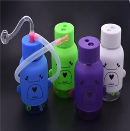 plastic mini bottle Bong Heady Bongs mini Dab Rig Water pipe Thick oil rigs wax smoking hookah 10mm Bowl bubbler pipes with hose9445511