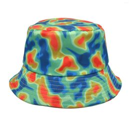 Berets Lightweight Hat Men And Women Casual Summer Printed Outdoor Flat Top Sunshade Bucket Ladies